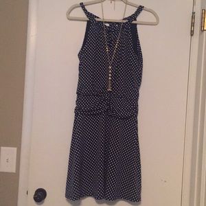 Cute navy dress w/white polka dots!